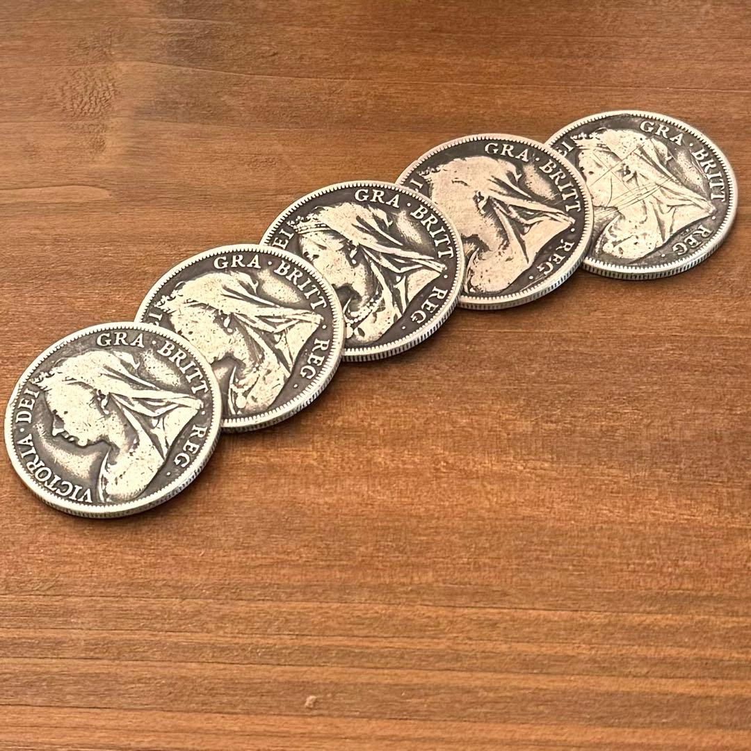 ハーフクラウン銀貨　ヴィクトリア　5枚セット