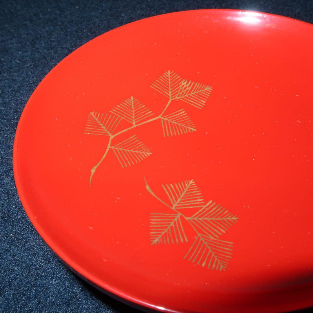 【茶道具】前端雅峯作　若松蒔絵朱盃