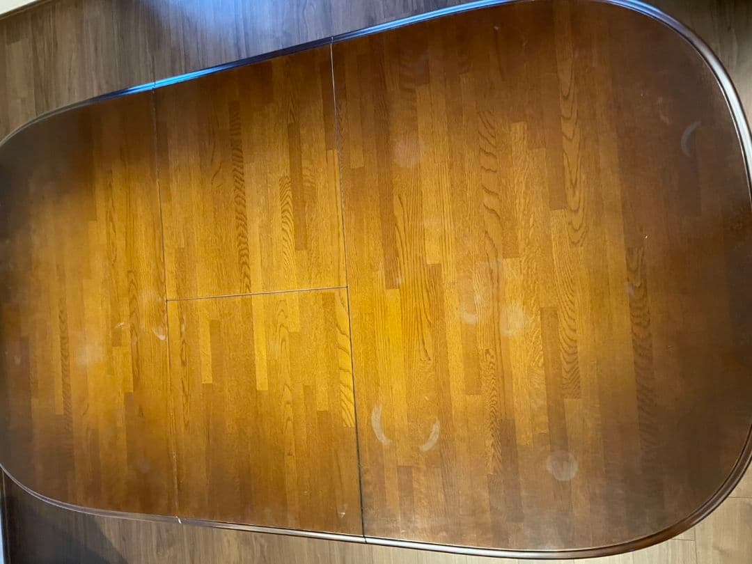 【飛騨家具】キツツキ　木製 楕円形 伸縮式テーブル