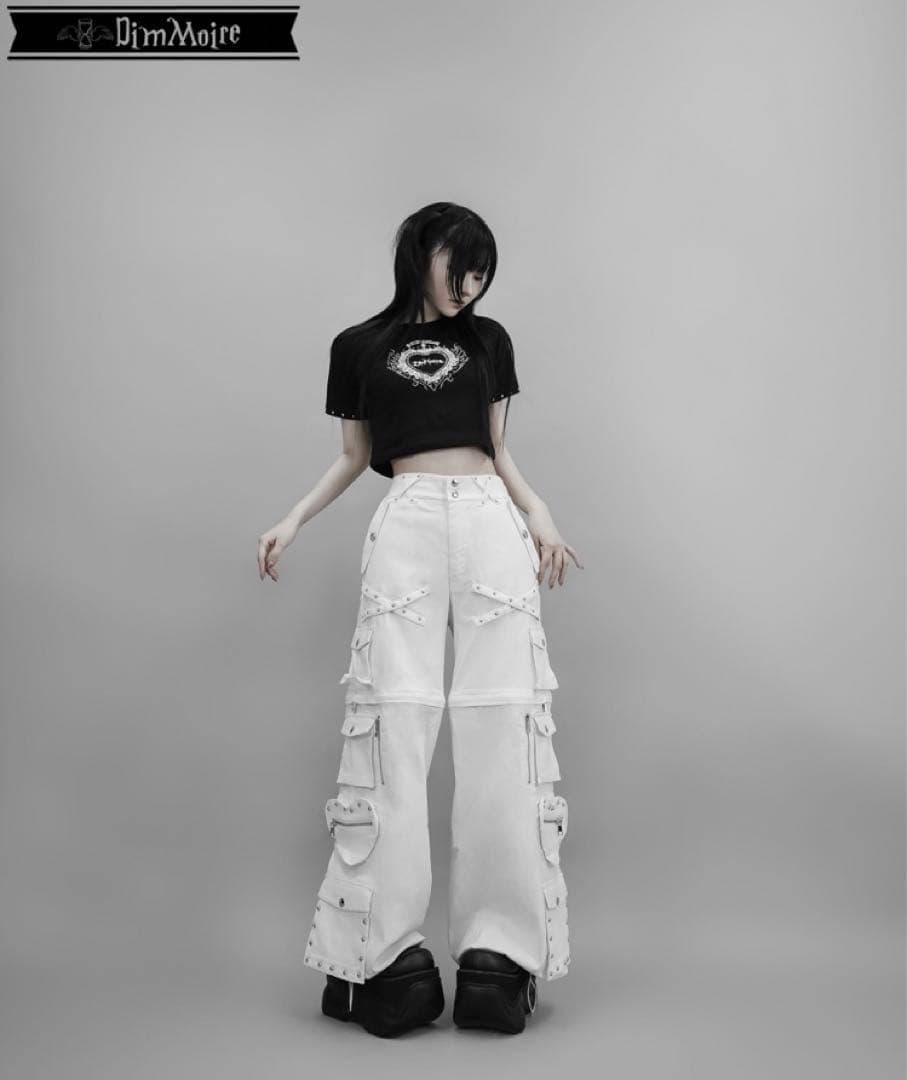 DimMoire ディムモアール　スタッズカーゴパンツ　white ホワイト