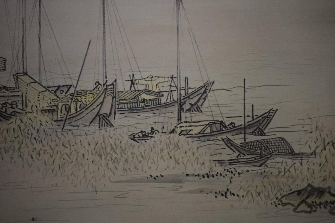 複製/雪舟/等楊/四季山水図/夏景図/工芸/桐共箱付/布袋屋掛軸HJ-50