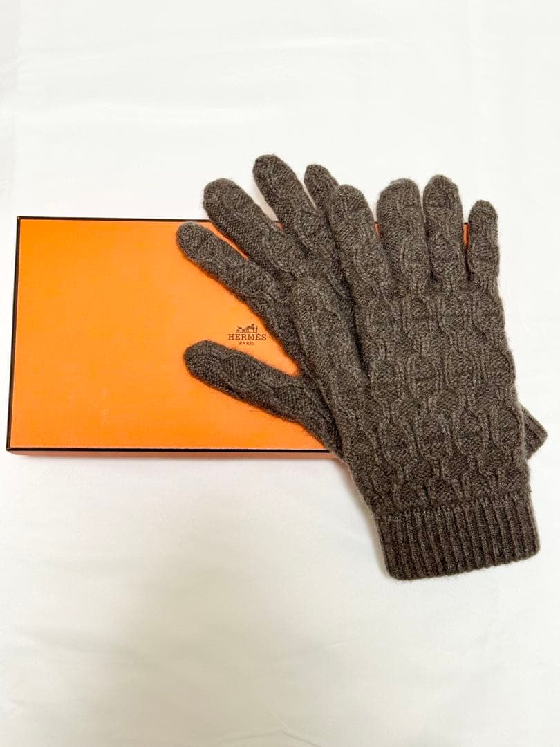 HERMES カシミヤ 手袋/グローブ《トリ・マイヨン》【エルメス 】