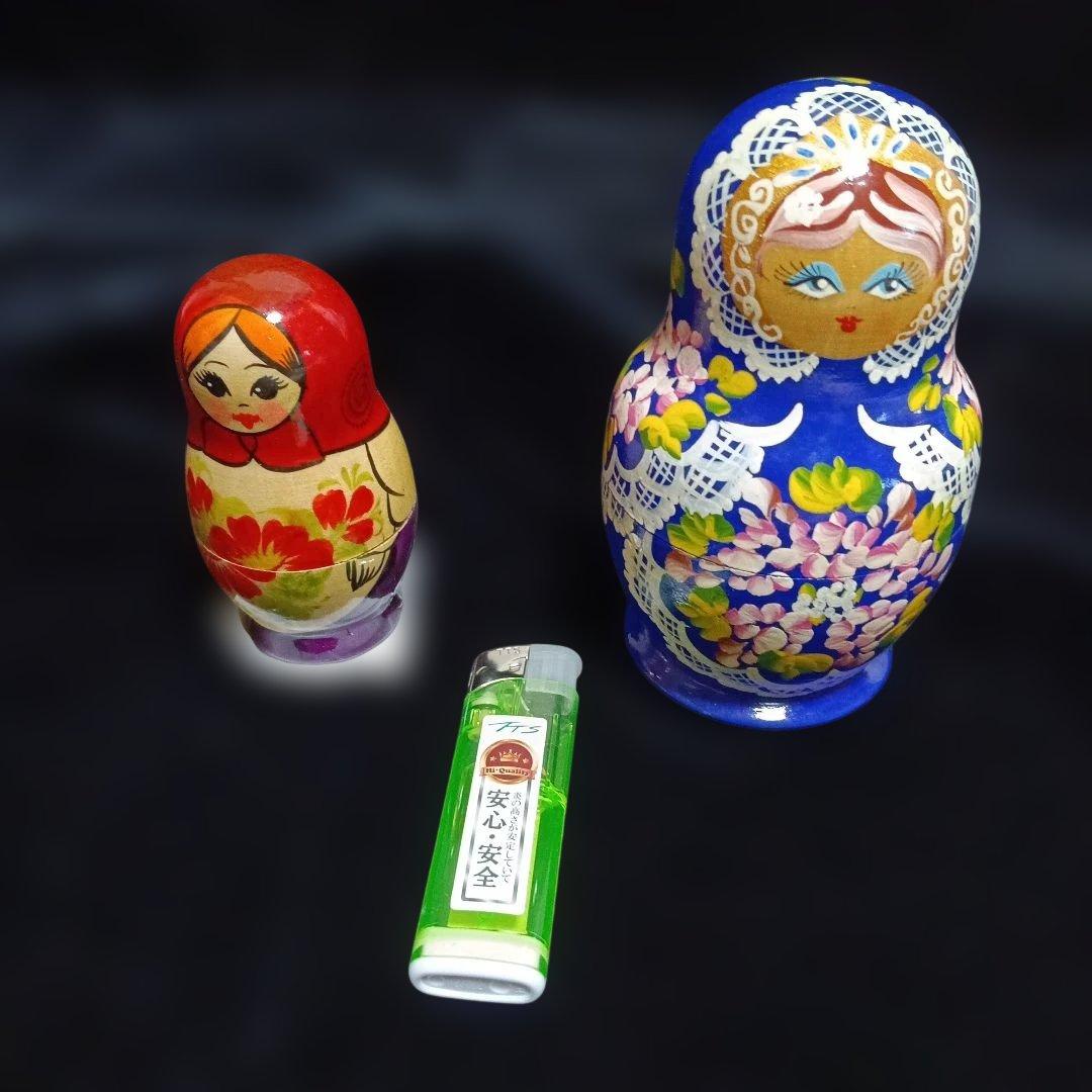 91..マトリョーシカセット 青と赤 花柄 サービス品あり、クリアフィル2枚