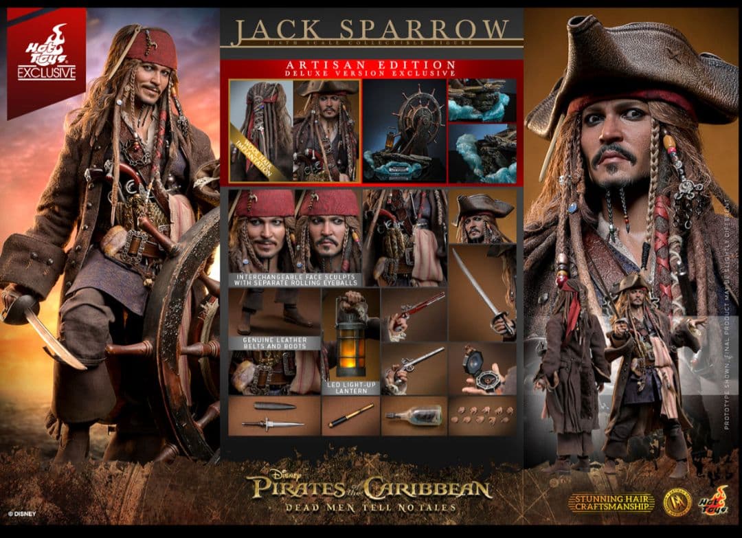 ホットトイズ 1/6 ジャック・スパロウ 植毛版 アルチザン DX39AE