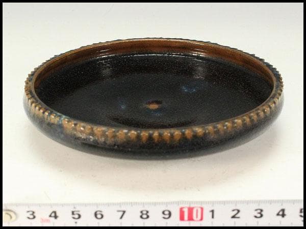 中国美術 黒釉 盤 φ15cm(K-LC189)