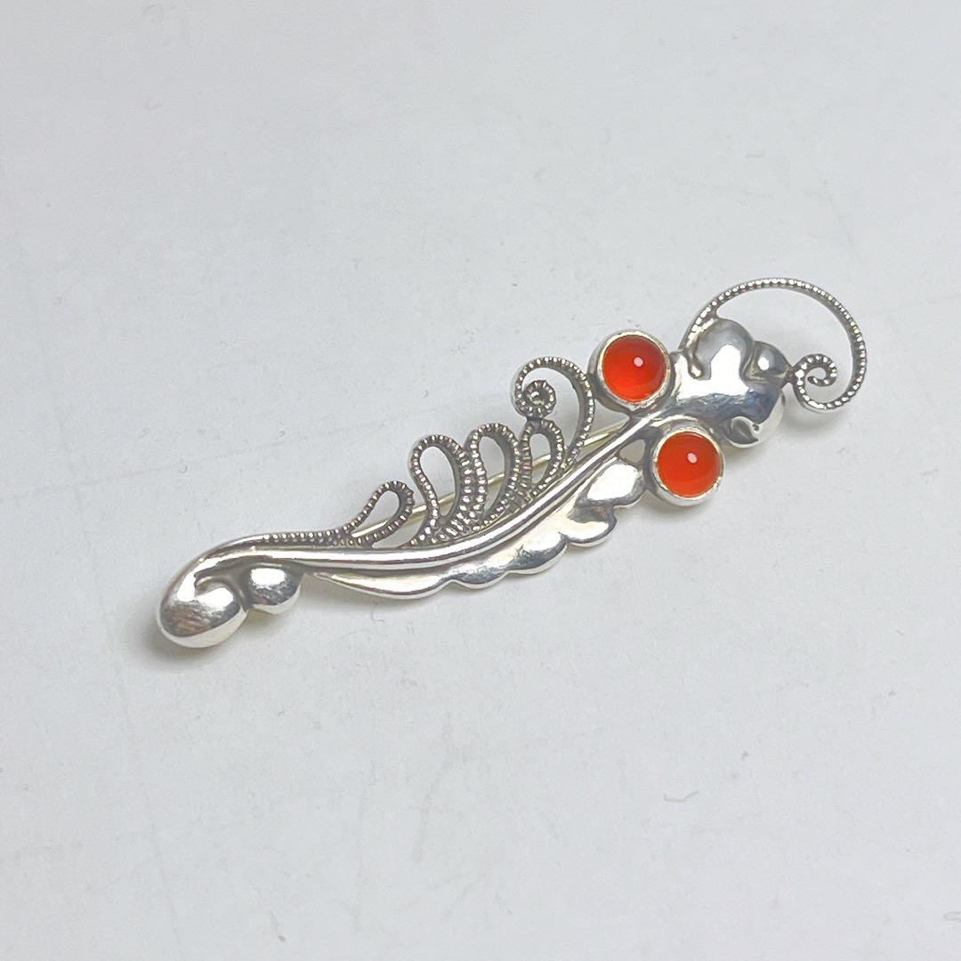 ジョージジェンセン　ボール　カーネリアン　ブローチ　184 925