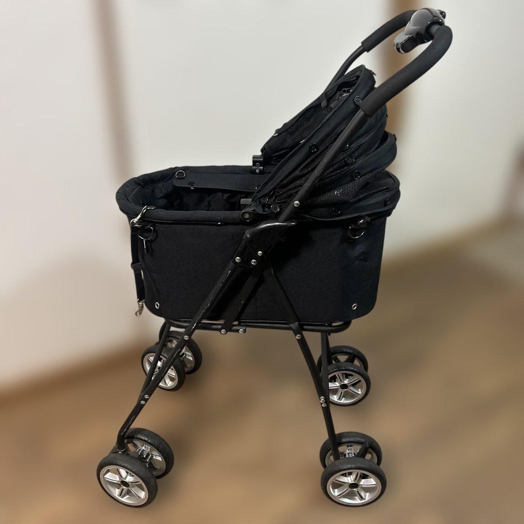 ★即完売品★ 天使のカート　犬用　動物用　キャリー　ベビーカー　黒　S カート