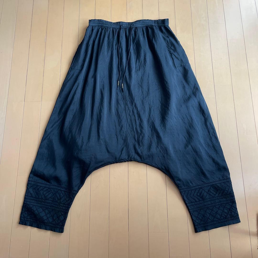 HOUSE OF LOTUS サルエルパンツ　裾刺繍　シルク100%