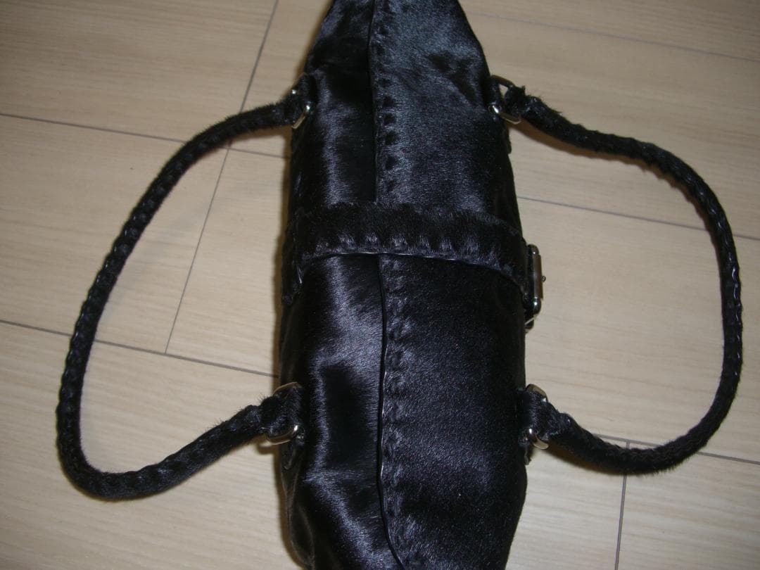 18万★総ハラコ2way帝国ホテルブティック★イタリアンレザー本革ハンドバッグ黒