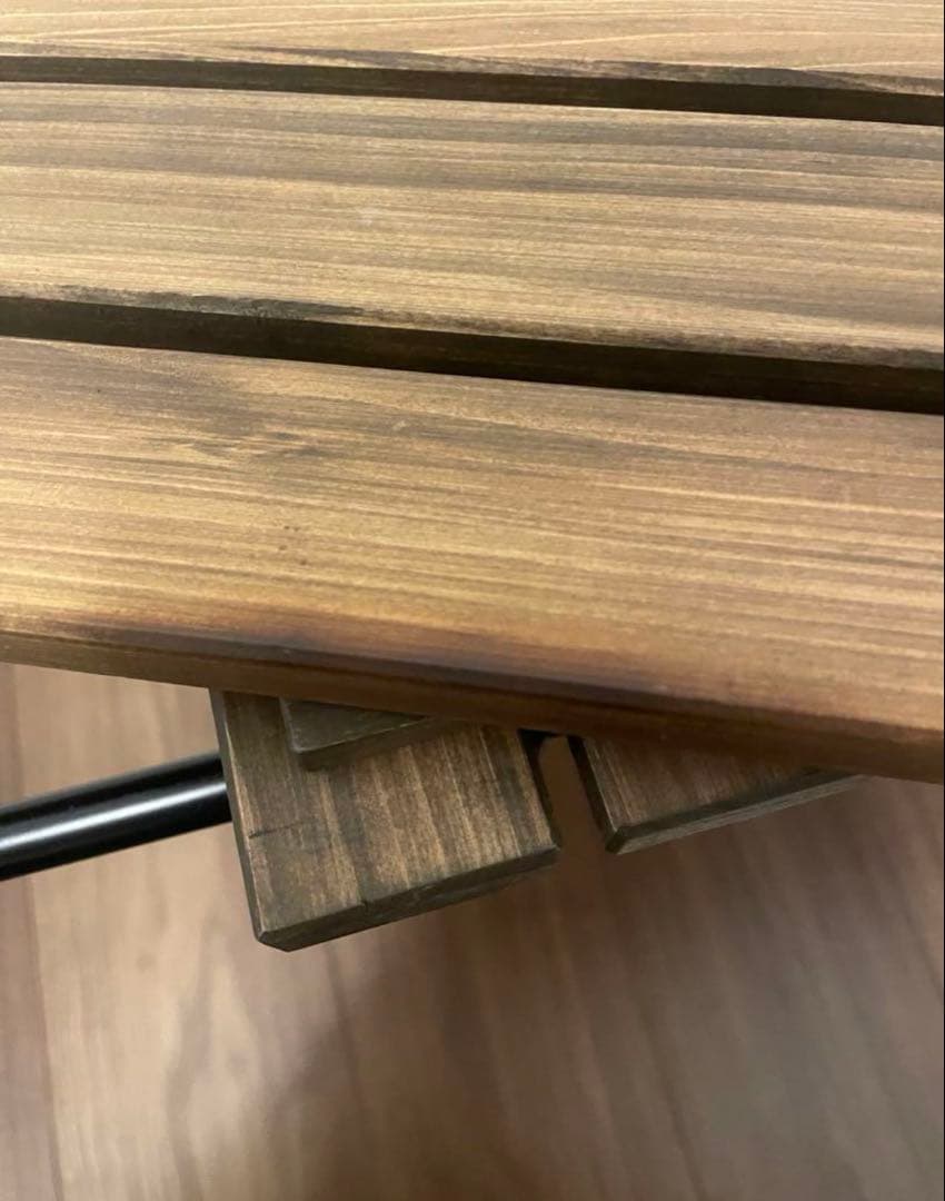 【美品】アイアン工房　アイアンテーブル（細板）＋専用ケース付き