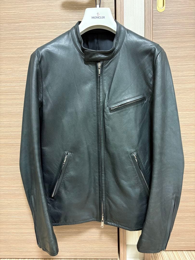 LITHIUM HOMME ブラックレザーシングルライダースジャケット