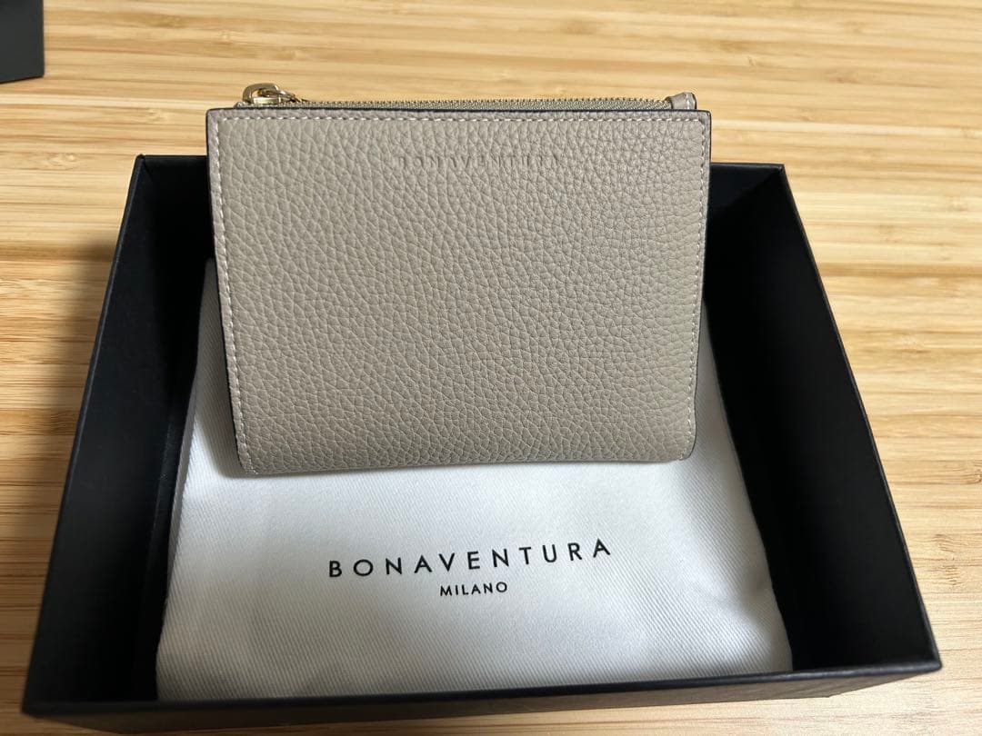 【美品】BONAVENTURA 二つ折り　ウォレット　グレージュ×ベイビーピンク