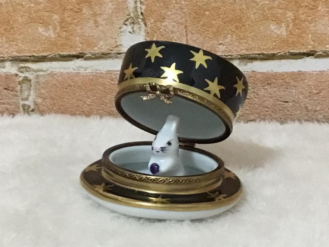 希少 リモージュボックス シルクハット ウサギ LIMOGES