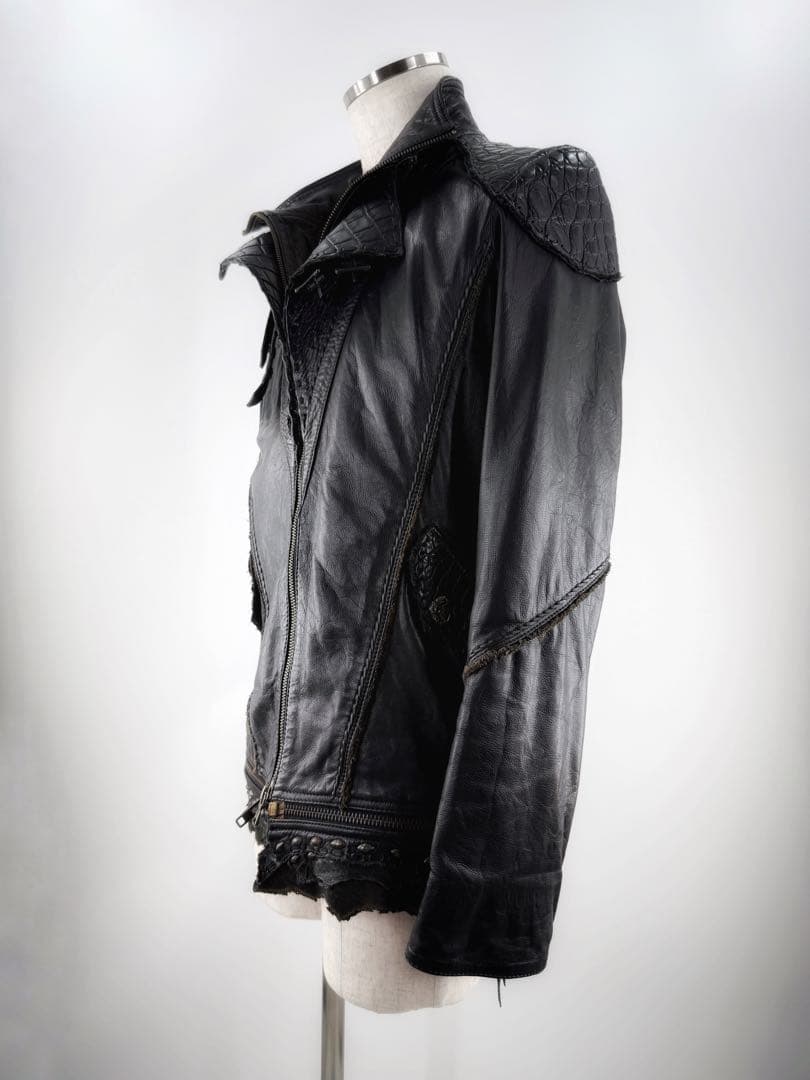 【特注品】14thaddiction レザージャケット クロコダイル調 革ジャン