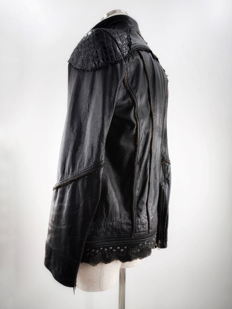 【特注品】14thaddiction レザージャケット クロコダイル調 革ジャン