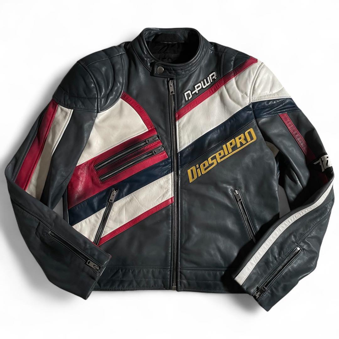ディーゼル シングルライダースジャケット ヴィンテージ加工 パデット
