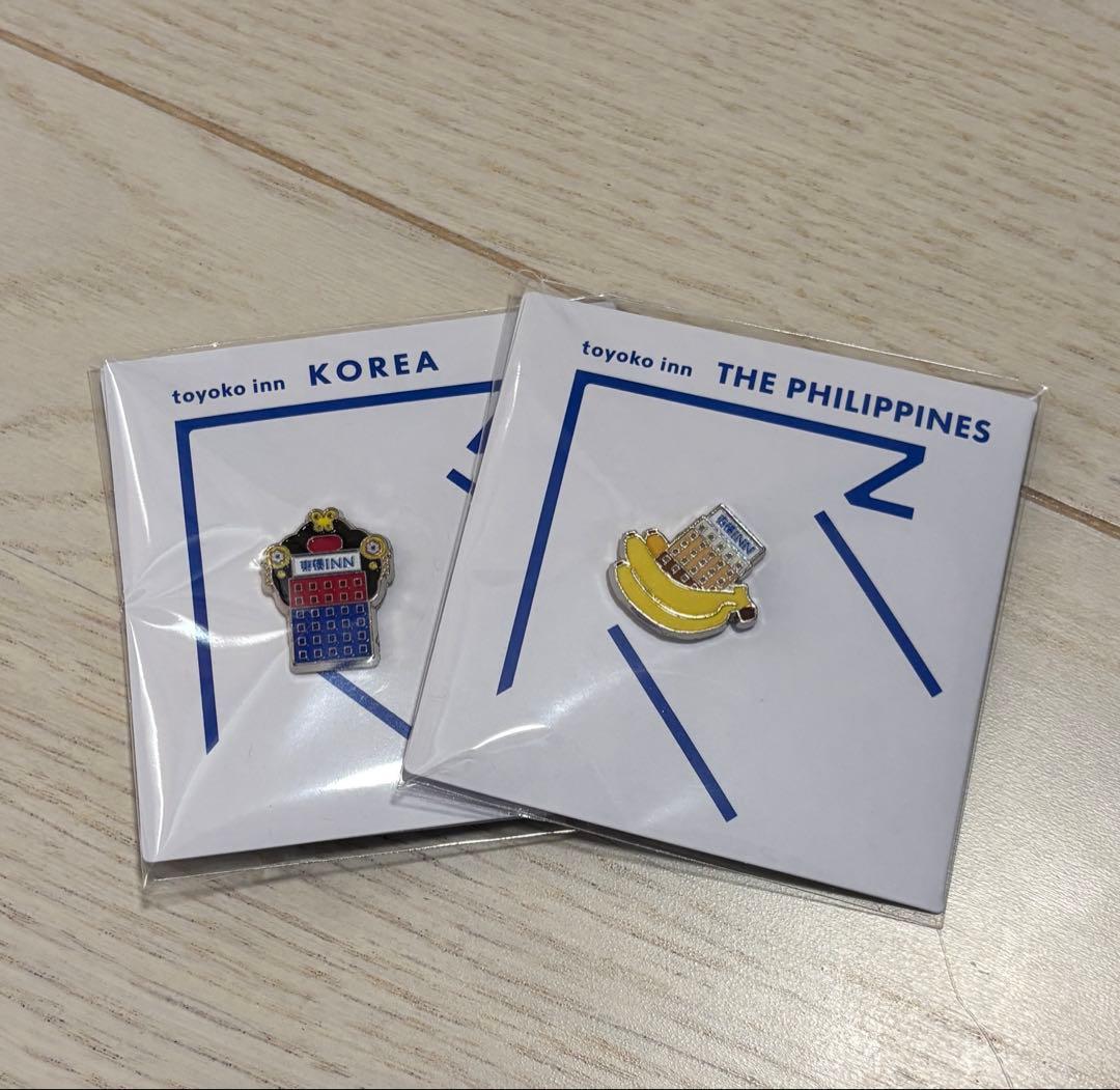 東横イン ピンバッジ 韓国 ご当地GENKIバッジ 2個セット　韓国　フィリピン
