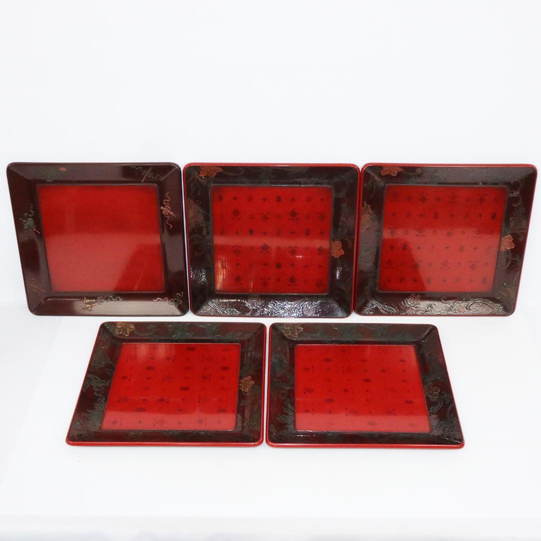 高岡漆器　勇助塗 石井祐介 造　お盆　5客　共箱