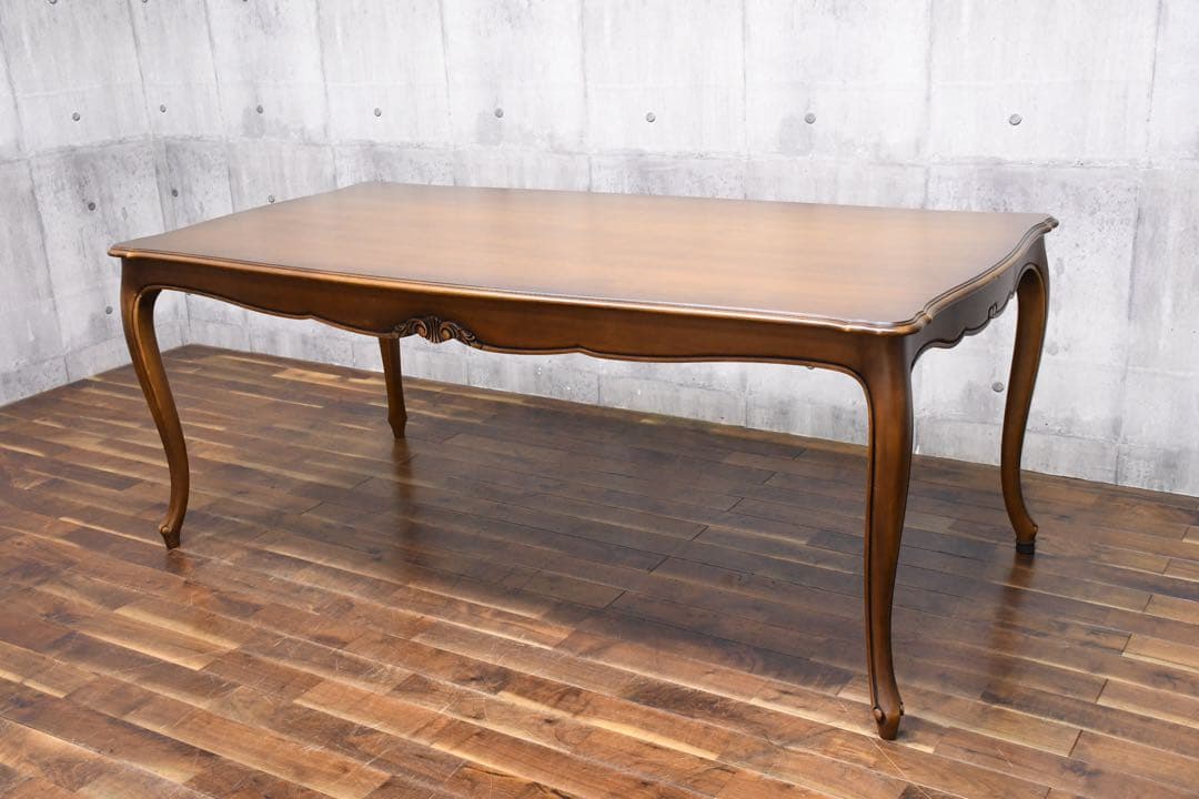 EIK69 カリモク ダイニングテーブル W1800 猫脚 彫刻装飾 ロココ調