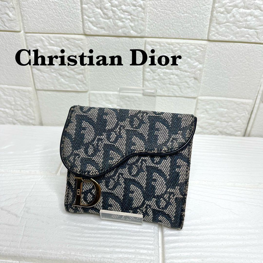 ✨美品✨☘️クリスチャンディオール☘️✨折り財布✨トロッター柄✨キャンバスレザー✨