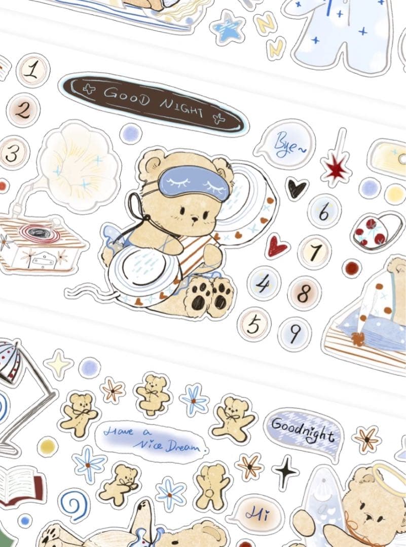 【8453】海外　マステ　5m巻売り　PETラメ加工マスキングテープ　熊