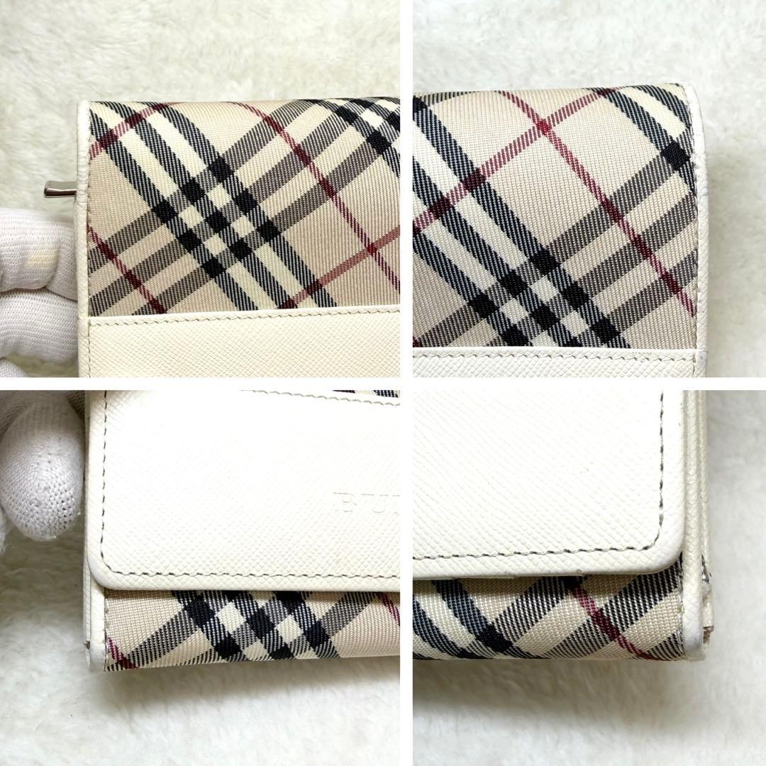 美品　BURBERRY バーバリー 二つ折り財布 ノバチェック ホワイト
