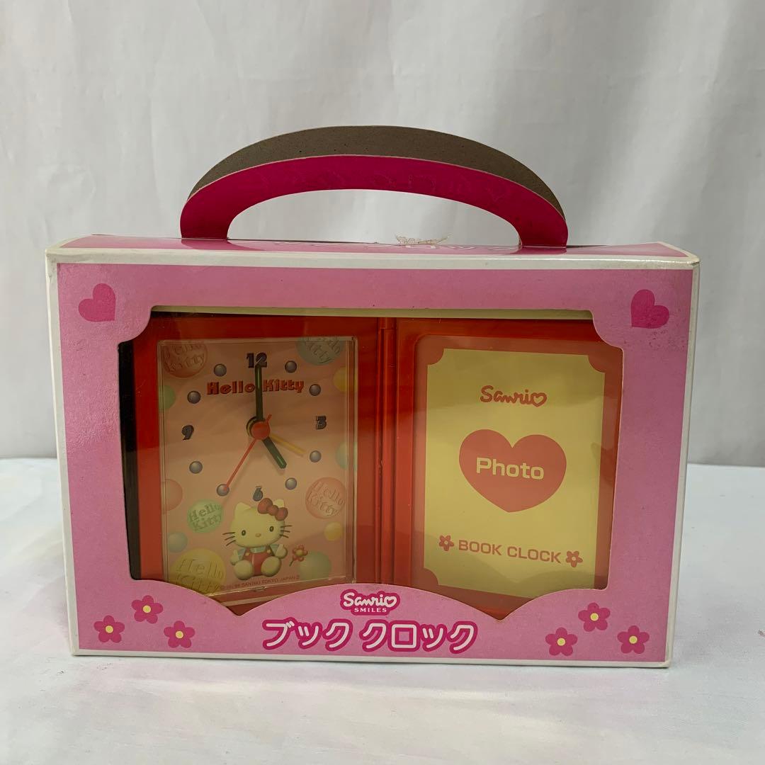 当時物！激レア】　キティ ブッククロック 置時計 写真立て 本型　1998 箱