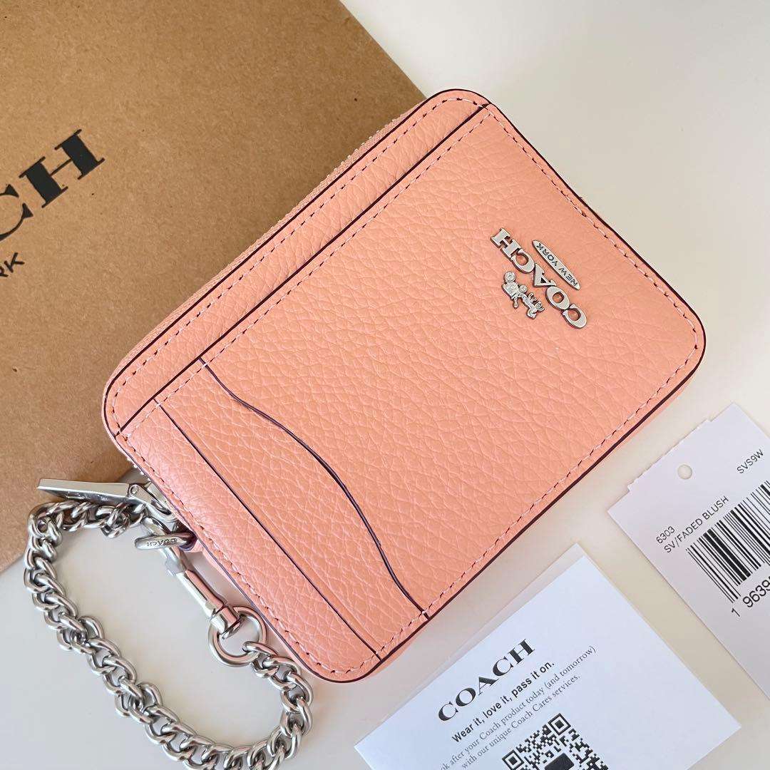 COACH コース　ケース　小銭入れ財布　ブラッシュ　ピンク　パスケース