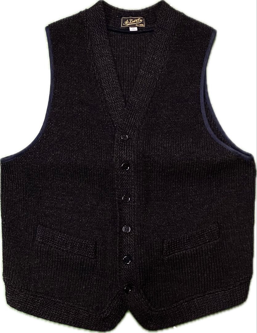 神配色 At last&co ボタンベスト 黒 アットラスト