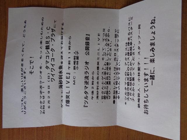 海砂利水魚、鉄崎幹人　　ちらし