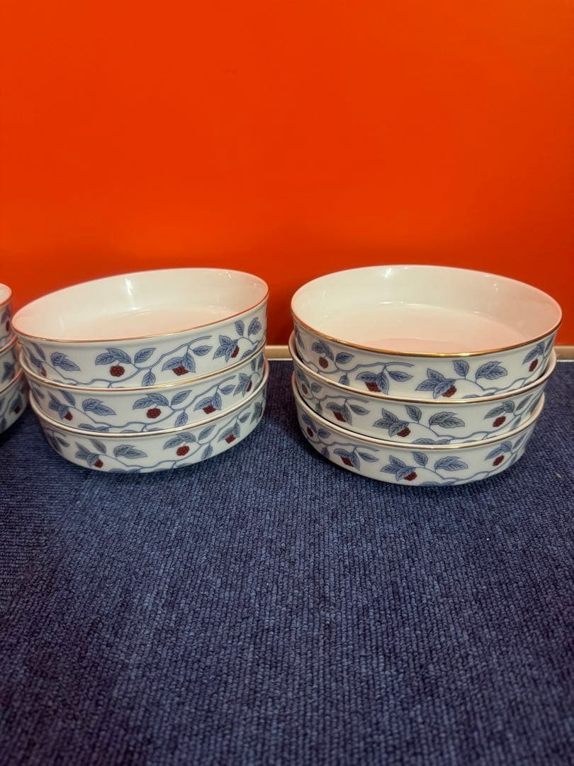 1697 深川製磁　果実文　中皿　9客　15cm 金彩