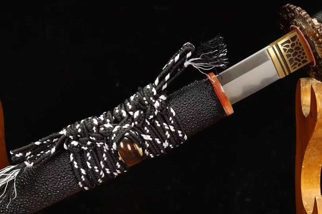 「金菊」 板目肌 銅鍍金装 珍珠魚皮拵 日本刀 模造刀 鑑賞用 高級本格居合刀