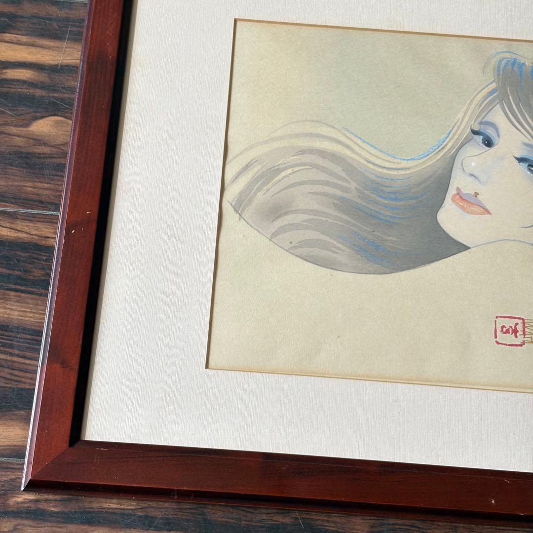 岩田専太郎 木版画三撰 『女ごころ』 「はじらい」 額装 美人画 アダチ版画 B