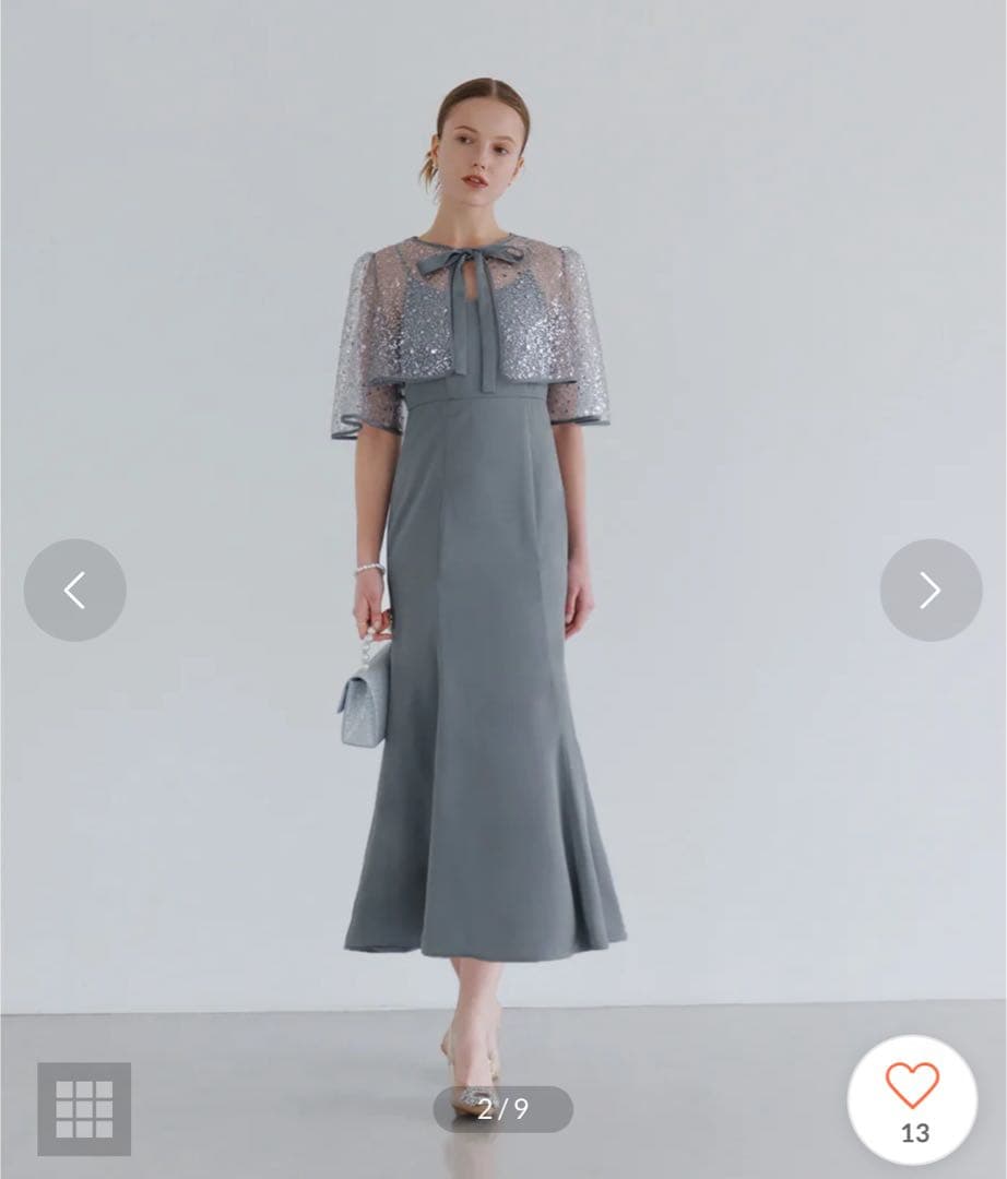 Lejaスパンコールビジューボレロマーメイドドレスワンピース2点セット　ブルーM