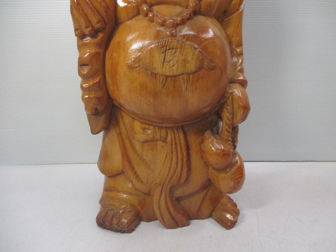 七福神 木彫り 布袋様 置物 木製 縁起物 開運 夫婦円満 笑門来福 58cm