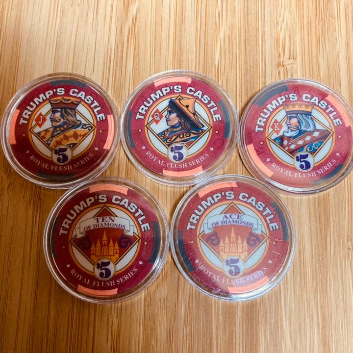 トランプ大統領　トランプキャッスル　カジノチップ　5種セット