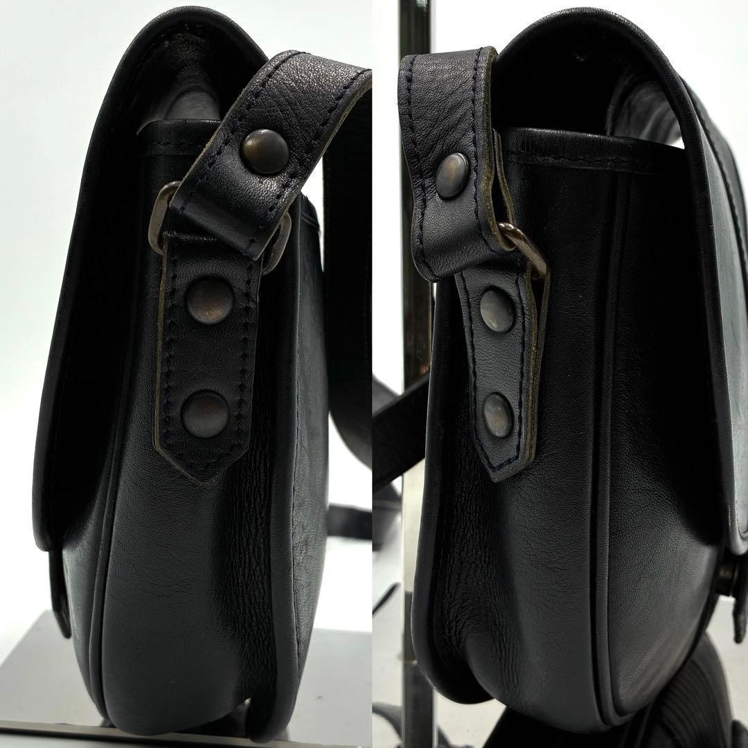 美品 イヴサンローラン ショルダーバッグ 斜め掛け YSLロゴ レザー 濃紺