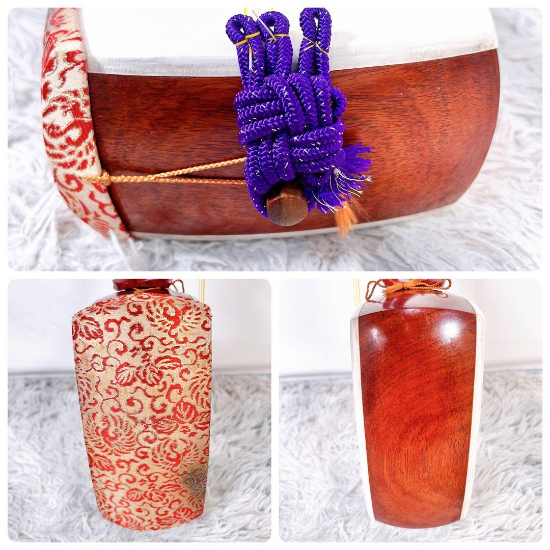 【希少】長唄三味線　細棹　花梨　丸打胴　天神欠けなし　皮破れなし　合金