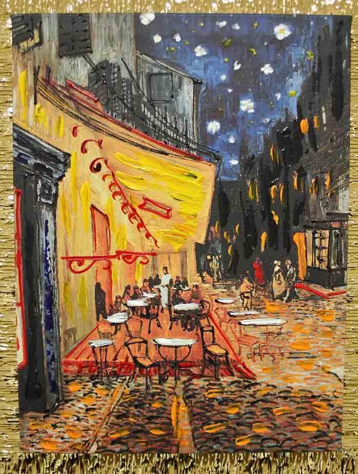 イタリア 額絵 アートフレーム 夜のカフェテラス ゴッホ 4030-190G