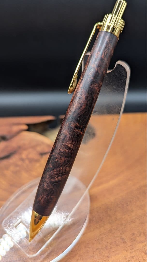 587 極上　ホンジュラスローズウッド瘤杢　木軸シャーペン　ボールペン
