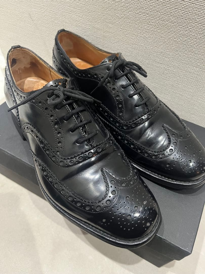 Church's burwood ウィングチップ ブラックレザーシューズ