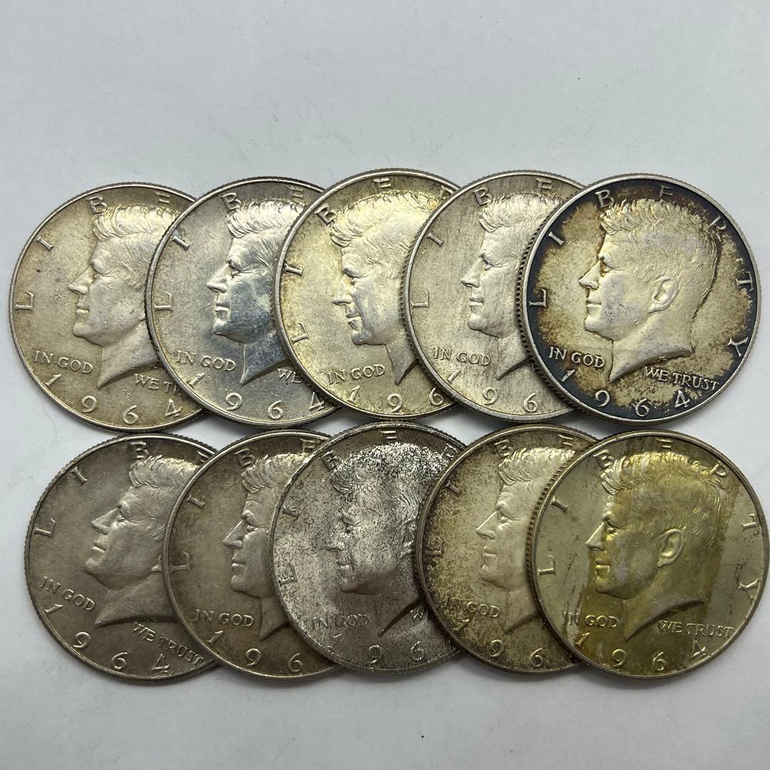 1964年 ケネディ ハーフダラー ドル 50セント 10枚 アメリカ銀貨