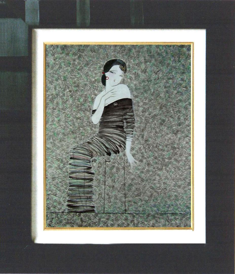 油絵 菅家令子 絵 絵画 インテリア 額付(黒) F6-92023 人物 女性像