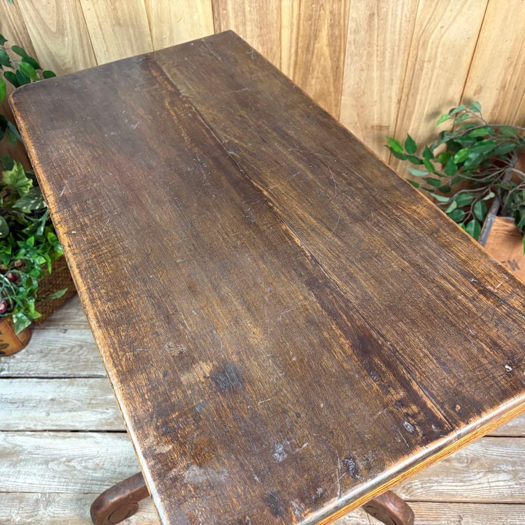 インドネシアアンティークビンテージ年代物特大テーブル木製ディスプレイ台デスク