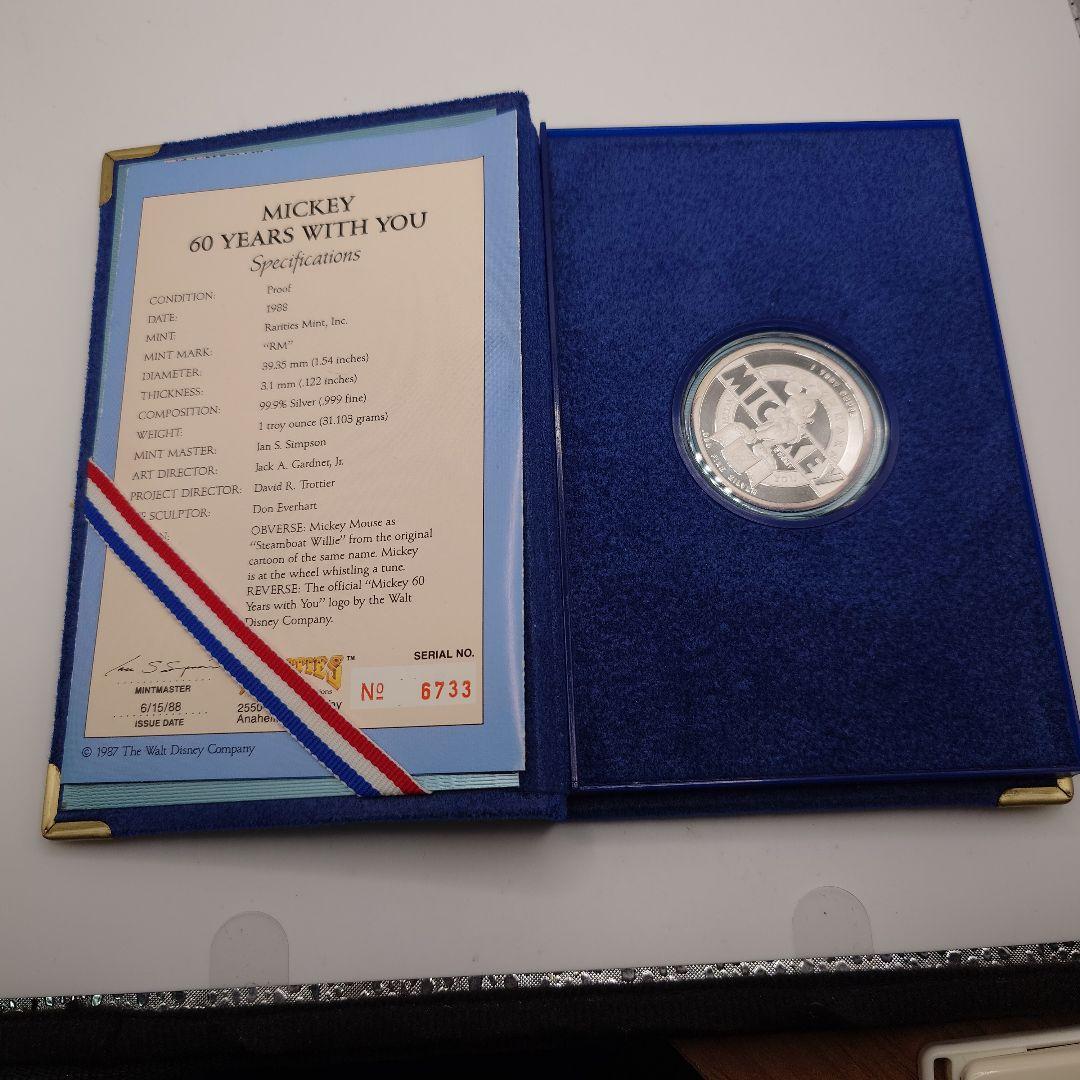 ミッキーマウス 60周年記念 銀貨 1988年 超レア希少品 a2603