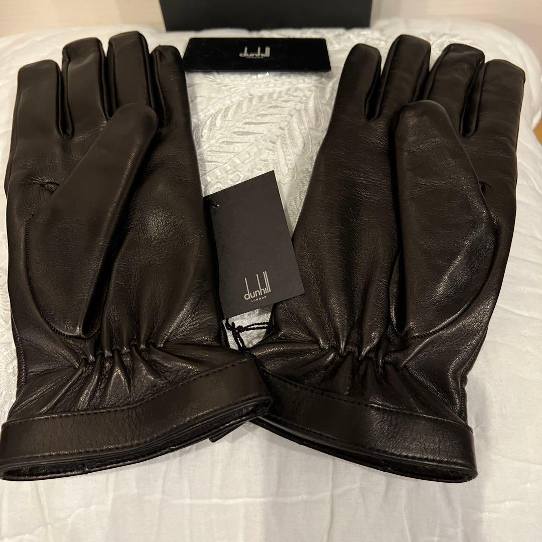dunhill ダンヒル　最高級レザー手袋　カシミヤ100 未使用　黒イタリア製
