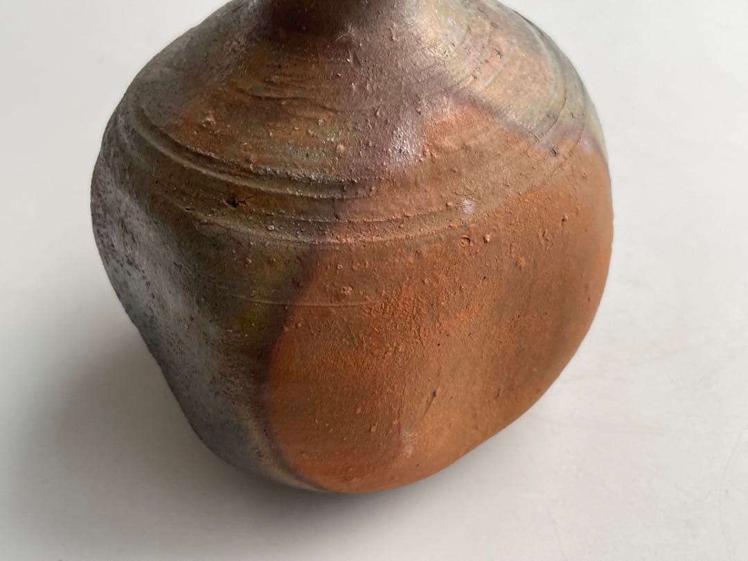 陶芸家　中村六郎　備前　窯変　徳利　酒器　共箱　備前焼