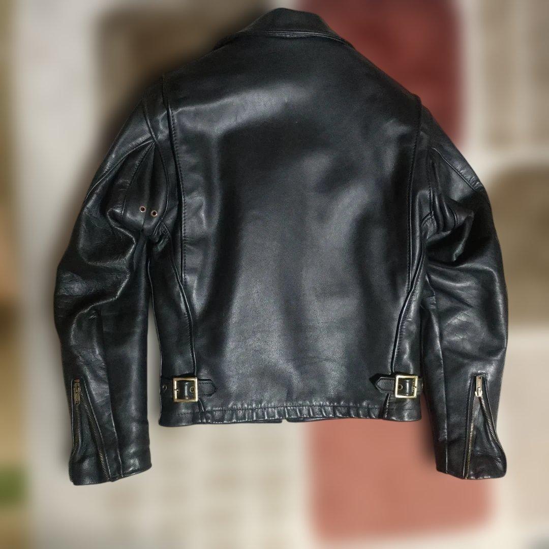 美品　別注希少モデル　短丈ゴールドジップ　643E Schott　襟付３４