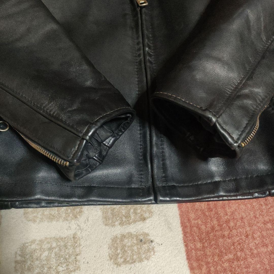 美品　別注希少モデル　短丈ゴールドジップ　643E Schott　襟付３４