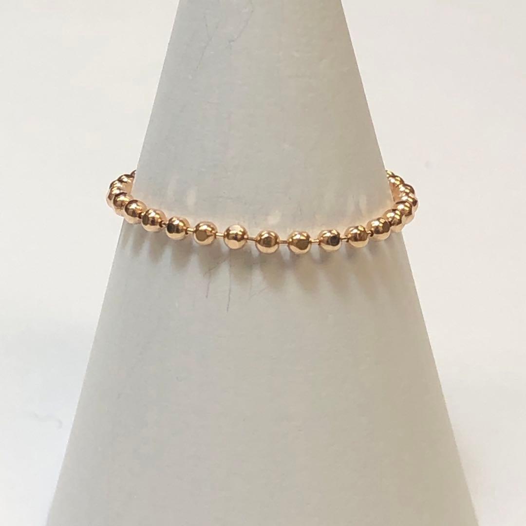 K18 ピンクゴールド　1.5mmカットボール　チェーンリング 18金 指輪